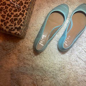 FS/NY PEWTER DESERT NUBICK BLUE BALLET FLATS ~ NWT original box~ French Sole 10M